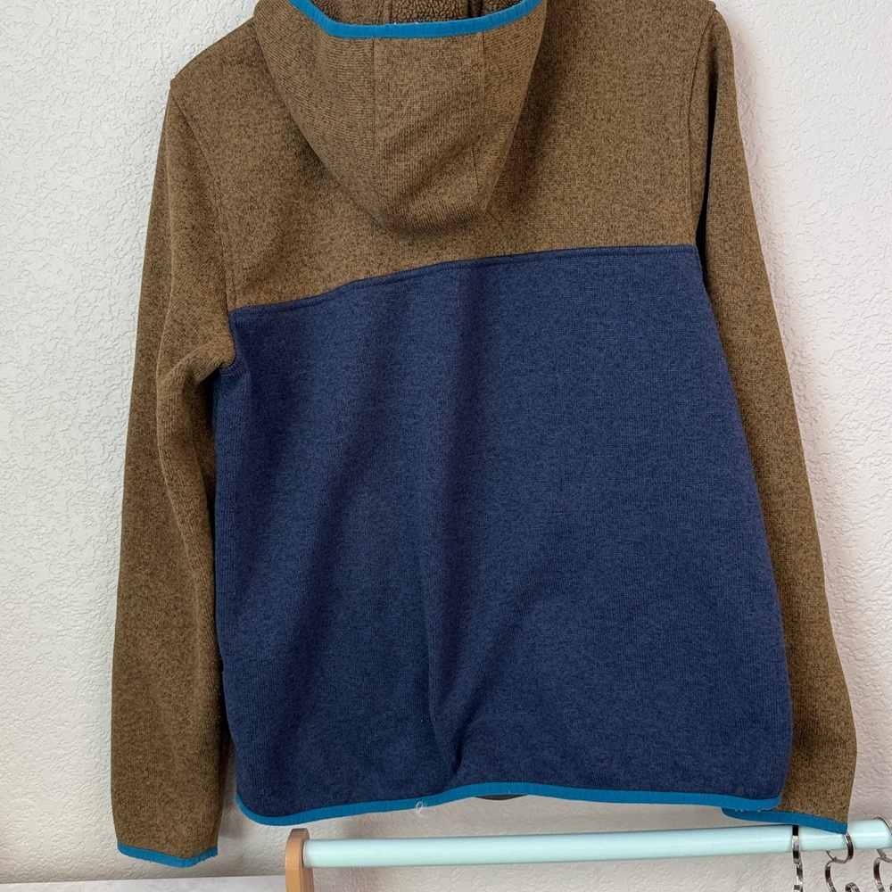 LL Bean Hooded Sweater Outdoor Slightly Fitted Brown and Blue size Large - Picture 8 of 10